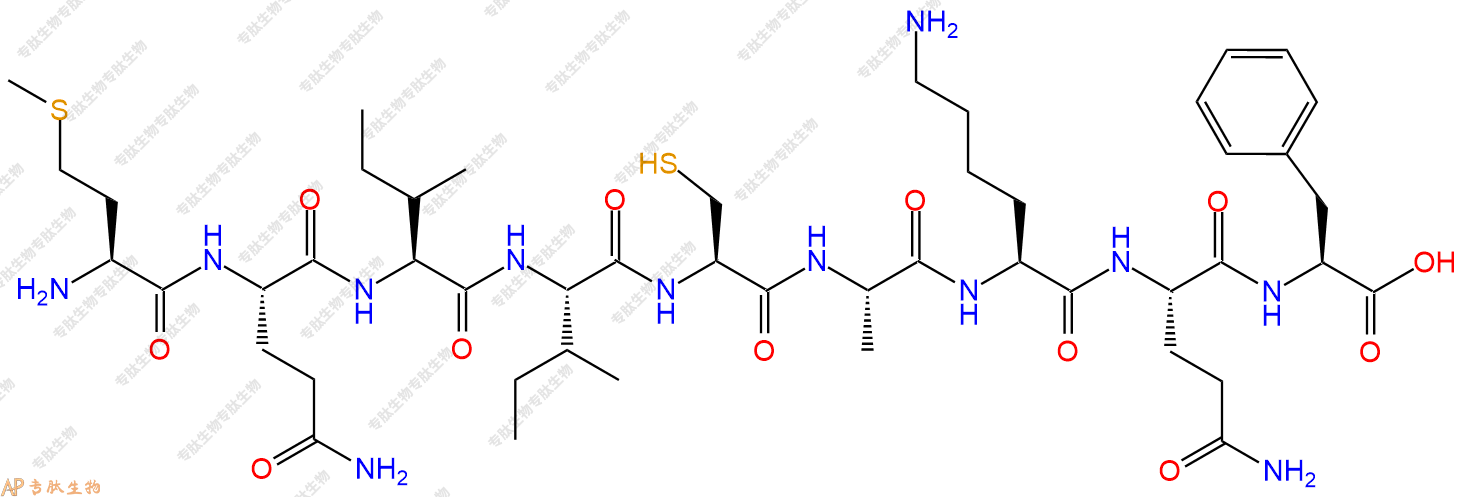 专肽生物产品H2N-Met-Gln-Ile-Ile-Cys-Ala-Lys-Gln-Phe-OH