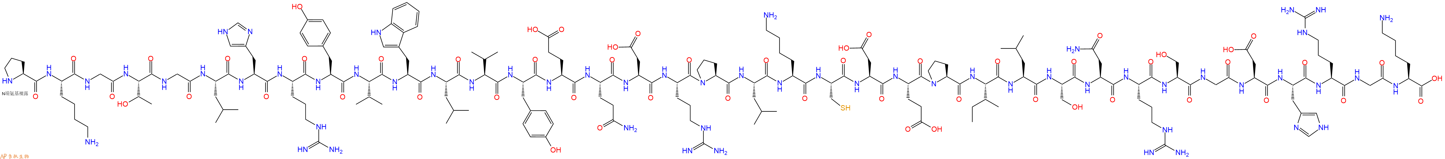 专肽生物产品H2N-Pro-Lys-Gly-Thr-Gly-Leu-His-Arg-Tyr-Val-Trp-Leu-Val-Tyr-Glu-Gln-Asp-Arg-Pro-Leu-Lys-Cys-Asp-Glu-Pro-Ile-Leu-Ser-Asn-Arg-Ser-Gly-Asp-His-Arg-Gly-Lys-OH