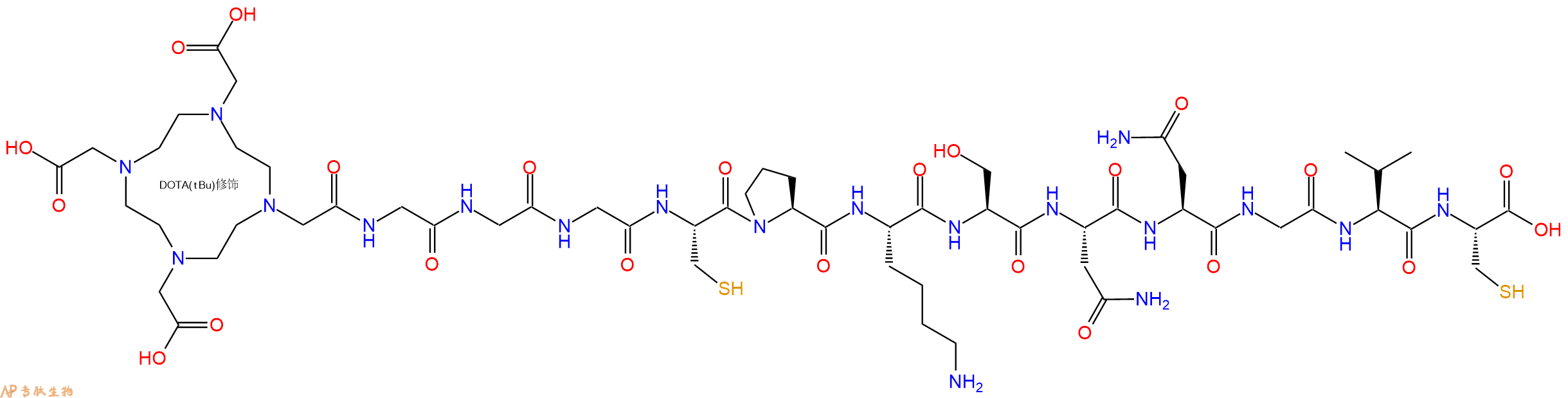 专肽生物产品DOTA-Gly-Gly-Gly-Cys-Pro-Lys-Ser-Asn-Asn-Gly-Val-Cys-OH