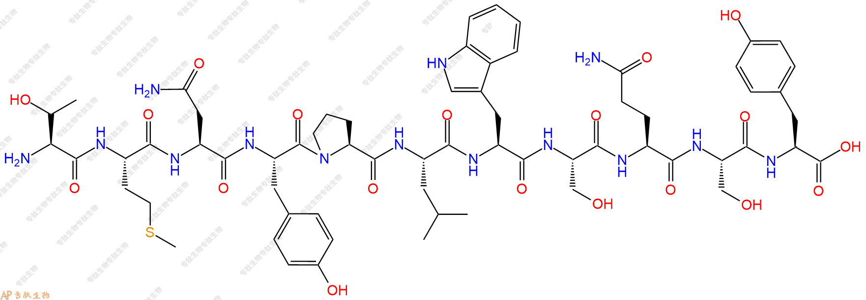 专肽生物产品H2N-Thr-Met-Asn-Tyr-Pro-Leu-Trp-Ser-Gln-Ser-Tyr-OH
