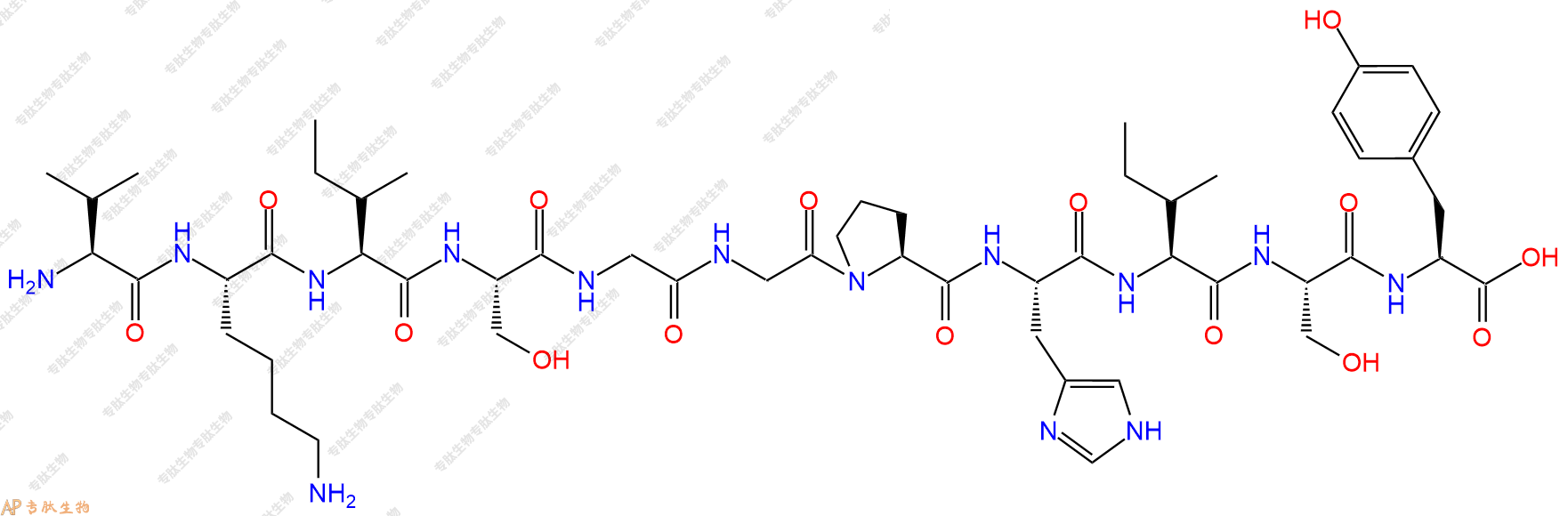 专肽生物产品H2N-Val-Lys-Ile-Ser-Gly-Gly-Pro-His-Ile-Ser-Tyr-OH
