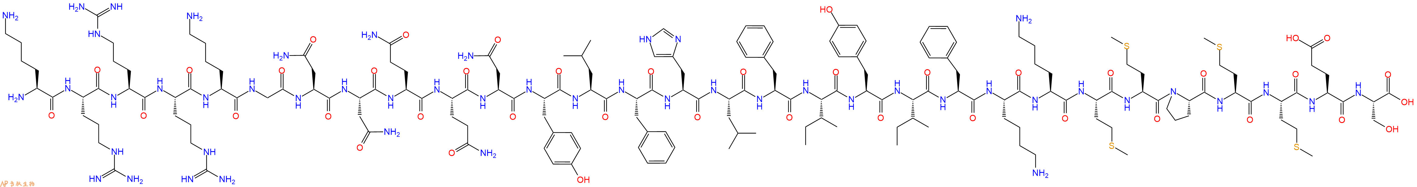 专肽生物产品H2N-Lys-Arg-Arg-Arg-Lys-Gly-Asn-Asn-Gln-Gln-Asn-Tyr-Leu-Phe-His-Leu-Phe-Ile-Tyr-Ile-Phe-Lys-Lys-Met-Met-Pro-Met-Met-Glu-Ser-OH