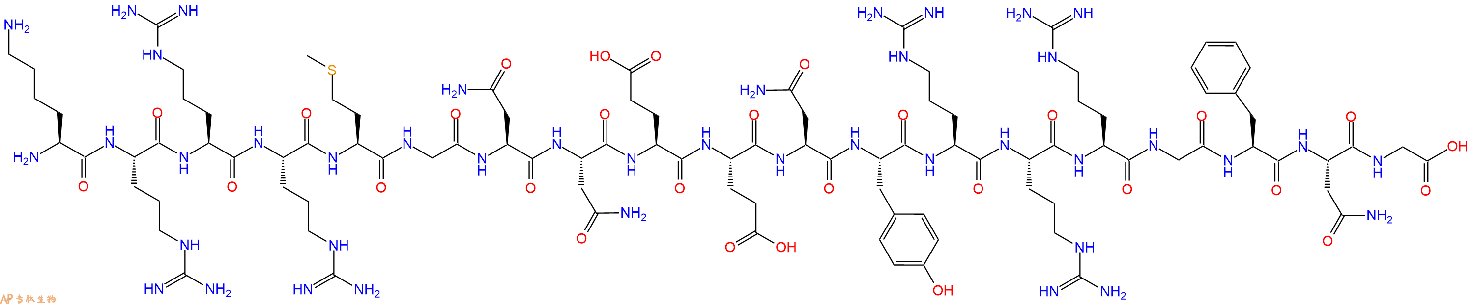 专肽生物产品H2N-Lys-Arg-Arg-Arg-Met-Gly-Asn-Asn-Glu-Glu-Asn-Tyr-Arg-Arg-Arg-Gly-Phe-Asn-Gly-OH
