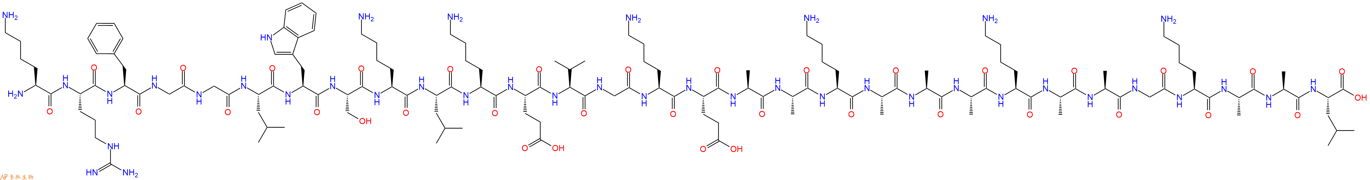 专肽生物产品H2N-Lys-Arg-Phe-Gly-Gly-Leu-Trp-Ser-Lys-Leu-Lys-Glu-Val-Gly-Lys-Glu-Ala-Ala-Lys-Ala-Ala-Ala-Lys-Ala-Ala-Gly-Lys-Ala-Ala-Leu-OH