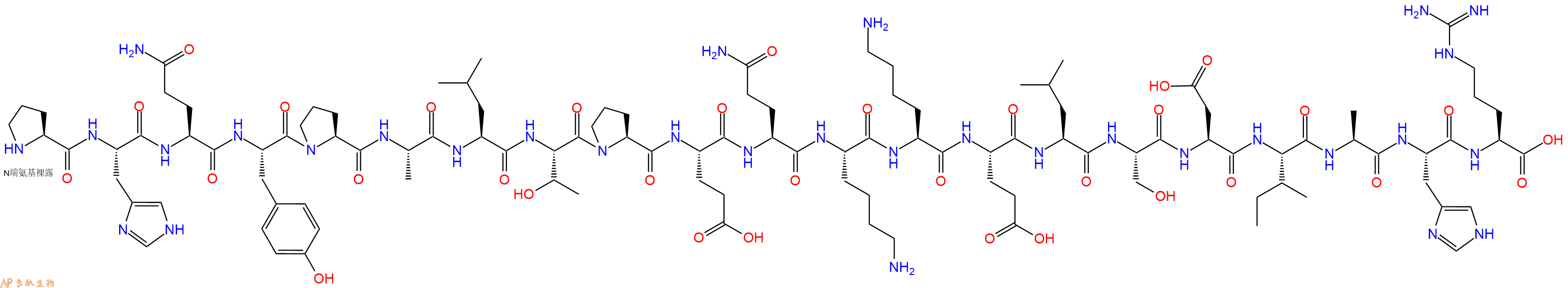 专肽生物产品H2N-Pro-His-Gln-Tyr-Pro-Ala-Leu-Thr-Pro-Glu-Gln-Lys-Lys-Glu-Leu-Ser-Asp-Ile-Ala-His-Arg-OH