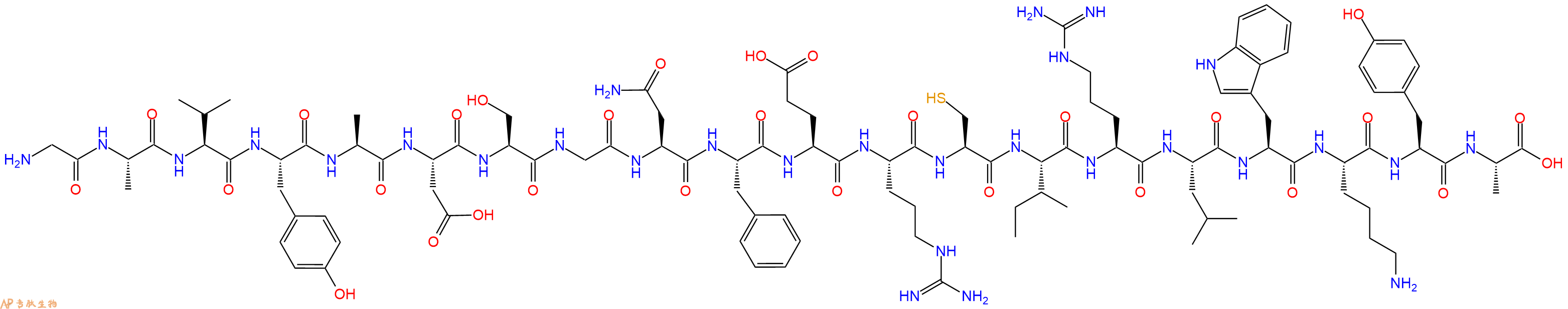 专肽生物产品H2N-Gly-Ala-Val-Tyr-Ala-Asp-Ser-Gly-Asn-Phe-Glu-Arg-Cys-Ile-Arg-Leu-Trp-Lys-Tyr-Ala-OH