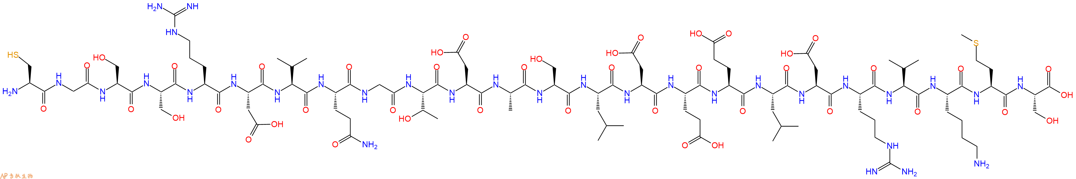 专肽生物产品H2N-Cys-Gly-Ser-Ser-Arg-Asp-Val-Gln-Gly-Thr-Asp-Ala-Ser-Leu-Asp-Glu-Glu-Leu-Asp-Arg-Val-Lys-Met-Ser-OH