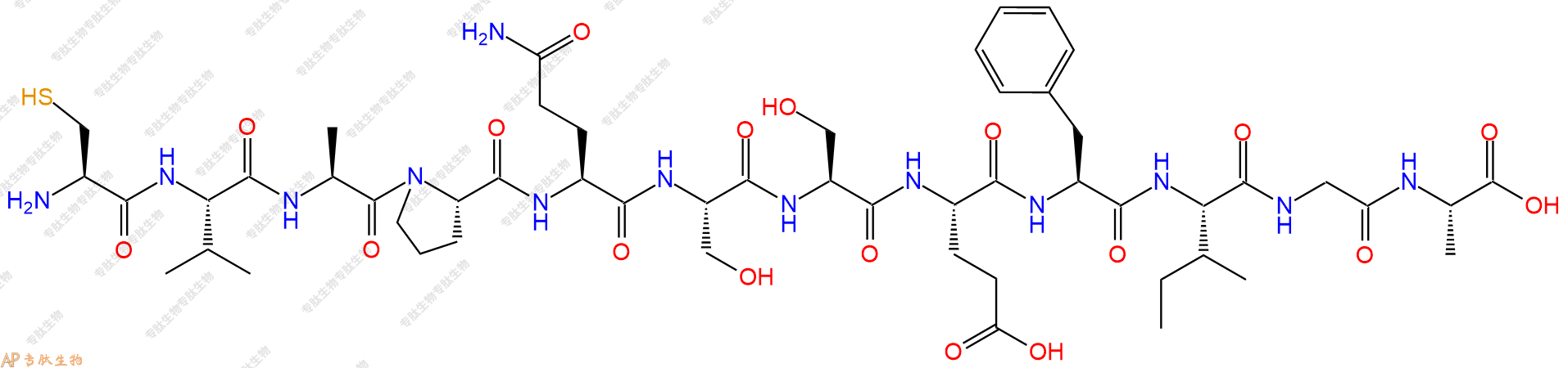 专肽生物产品H2N-Cys-Val-Ala-Pro-Gln-Ser-Ser-Glu-Phe-Ile-Gly-Ala-OH