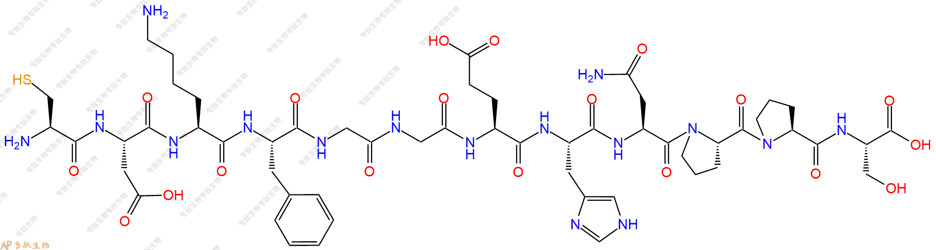 专肽生物产品H2N-Cys-Asp-Lys-Phe-Gly-Gly-Glu-His-Asn-Pro-Pro-Ser-OH