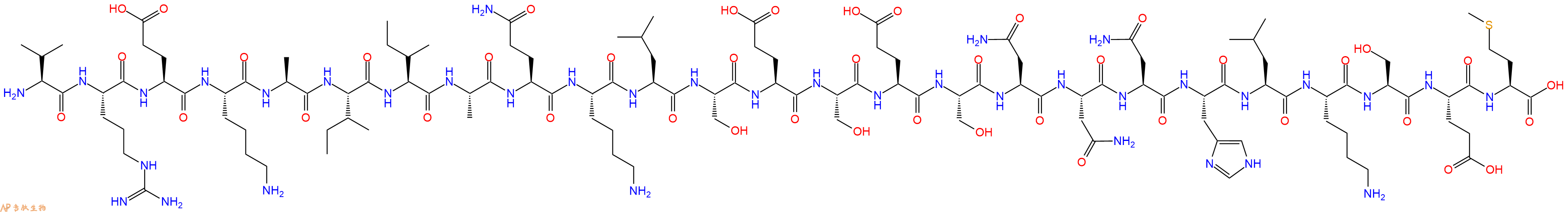 专肽生物产品H2N-Val-Arg-Glu-Lys-Ala-Ile-Ile-Ala-Gln-Lys-Leu-Ser-Glu-Ser-Glu-Ser-Asn-Asn-Asn-His-Leu-Lys-Ser-Glu-Met-OH