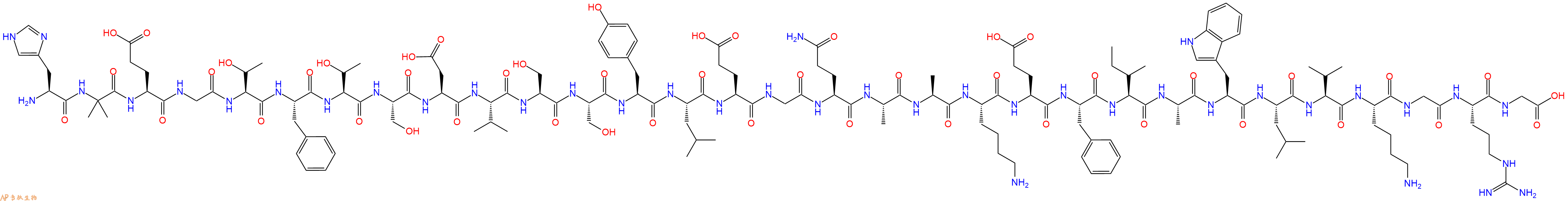 专肽生物产品H2N-His-Aib-Glu-Gly-Thr-Phe-Thr-Ser-Asp-Val-Ser-Ser-Tyr-Leu-Glu-Gly-Gln-Ala-Ala-Lys-Glu-Phe-Ile-Ala-Trp-Leu-Val-Lys-Gly-Arg-Gly-OH