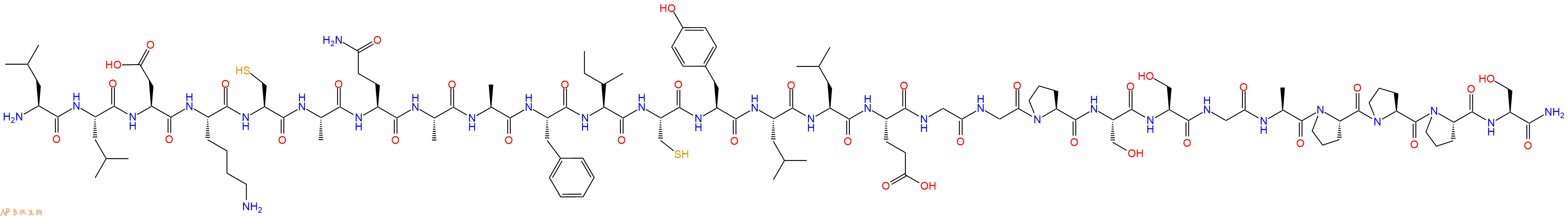 专肽生物产品H2N-Leu-Leu-Asp-Lys-Cys-Ala-Gln-Ala-Ala-Phe-Ile-Cys-Tyr-Leu-Leu-Glu-Gly-Gly-Pro-Ser-Ser-Gly-Ala-Pro-Pro-Pro-Ser-NH2