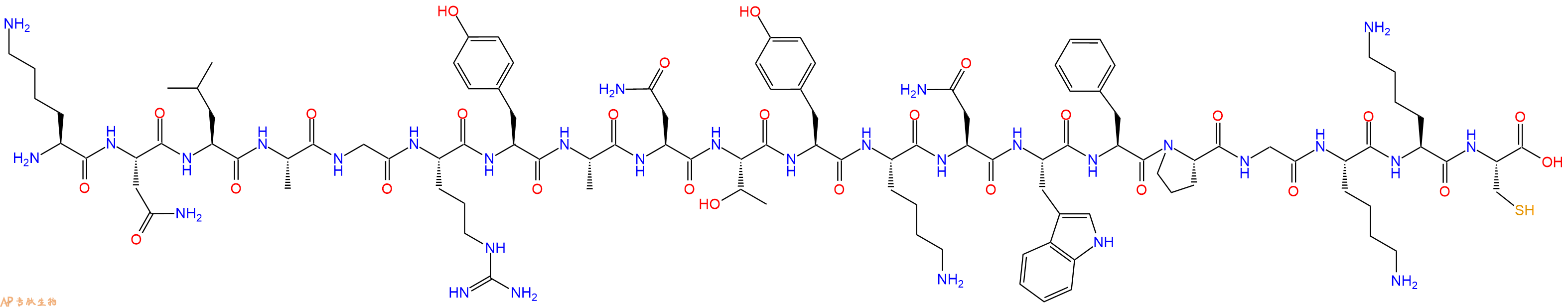 专肽生物产品H2N-Lys-Asn-Leu-Ala-Gly-Arg-Tyr-Ala-Asn-Thr-Tyr-Lys-Asn-Trp-Phe-Pro-Gly-Lys-Lys-Cys-OH