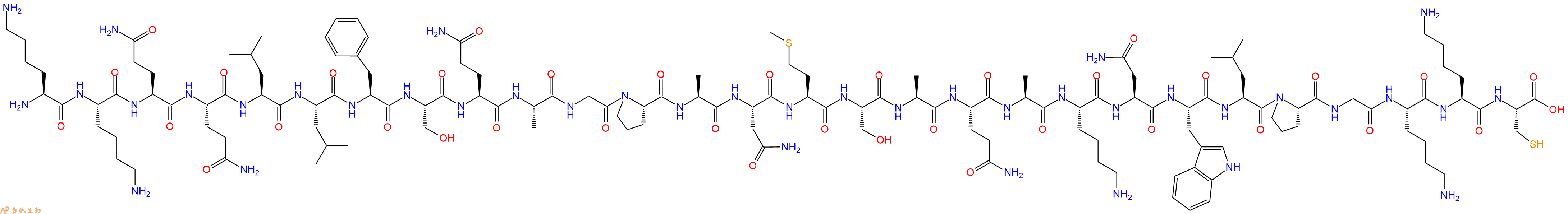 专肽生物产品H2N-Lys-Lys-Gln-Gln-Leu-Leu-Phe-Ser-Gln-Ala-Gly-Pro-Ala-Asn-Met-Ser-Ala-Gln-Ala-Lys-Asn-Trp-Leu-Pro-Gly-Lys-Lys-Cys-OH