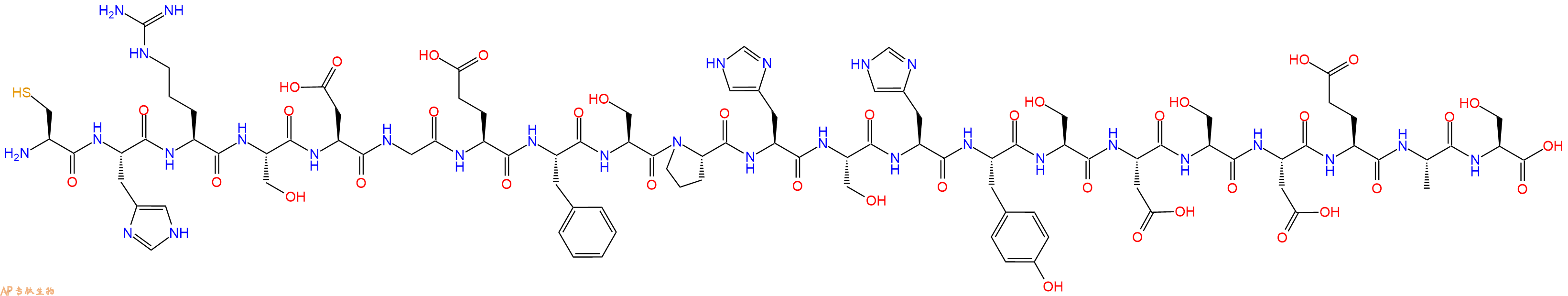 专肽生物产品H2N-Cys-His-Arg-Ser-Asp-Gly-Glu-Phe-Ser-Pro-His-Ser-His-Tyr-Ser-Asp-Ser-Asp-Glu-Ala-Ser-OH