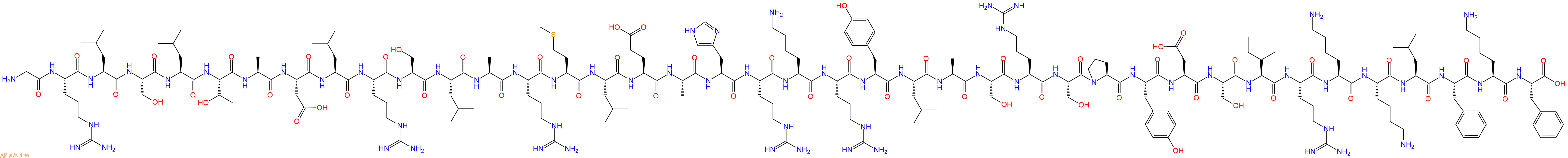 专肽生物产品H2N-Gly-Arg-Leu-Ser-Leu-Thr-Ala-Asp-Leu-Arg-Ser-Leu-Ala-Arg-Met-Leu-Glu-Ala-His-Arg-Lys-Arg-Tyr-Leu-Ala-Ser-Arg-Ser-Pro-Tyr-Asp-Ser-Ile-Arg-Lys-Lys-Leu-Phe-Lys-Phe-OH