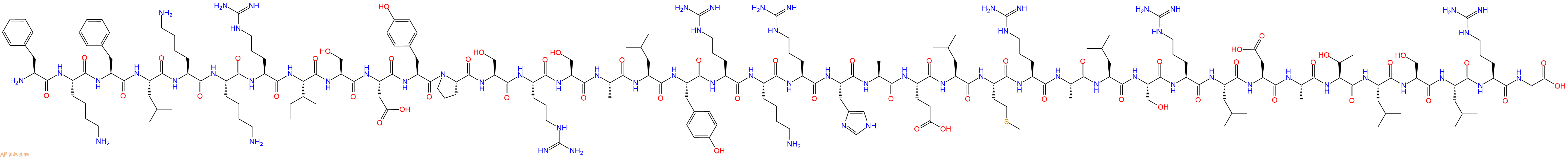 专肽生物产品H2N-Phe-Lys-Phe-Leu-Lys-Lys-Arg-Ile-Ser-Asp-Tyr-Pro-Ser-Arg-Ser-Ala-Leu-Tyr-Arg-Lys-Arg-His-Ala-Glu-Leu-Met-Arg-Ala-Leu-Ser-Arg-Leu-Asp-Ala-Thr-Leu-Ser-Leu-Arg-Gly-OH