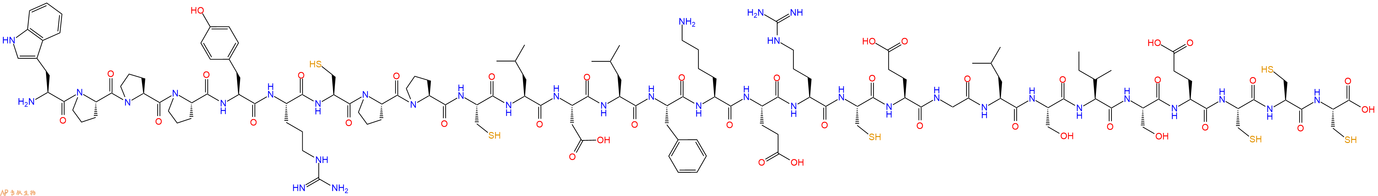 专肽生物产品H2N-Trp-Pro-Pro-Pro-Tyr-Arg-Cys-Pro-Pro-Cys-Leu-Asp-Leu-Phe-Lys-Glu-Arg-Cys-Glu-Gly-Leu-Ser-Ile-Ser-Glu-Cys-Cys-Cys-OH