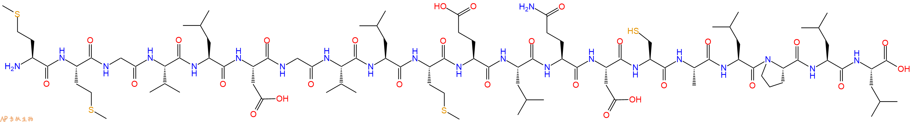 专肽生物产品H2N-Met-Met-Gly-Val-Leu-Asp-Gly-Val-Leu-Met-Glu-Leu-Gln-Asp-Cys-Ala-Leu-Pro-Leu-Leu-OH