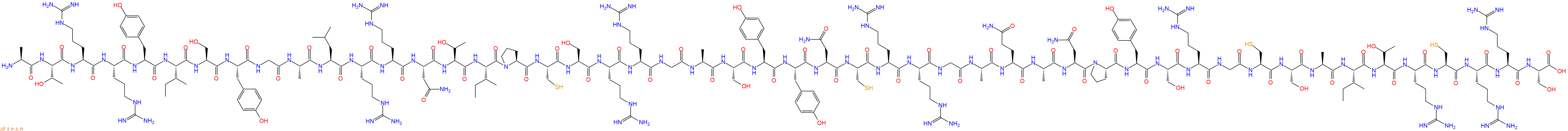 专肽生物产品H2N-Ala-Thr-Arg-Arg-Tyr-Ile-Ser-Tyr-Gly-Ala-Leu-Arg-Arg-Asn-Thr-Ile-Pro-Cys-Ser-Arg-Arg-Gly-Ala-Ser-Tyr-Tyr-Asn-Cys-Arg-Arg-Gly-Ala-Gln-Ala-Asn-Pro-Tyr-Ser-Arg-Gly-Cys-Ser-Ala-Ile-Thr-Arg-Cys-Arg-Arg-Ser-OH