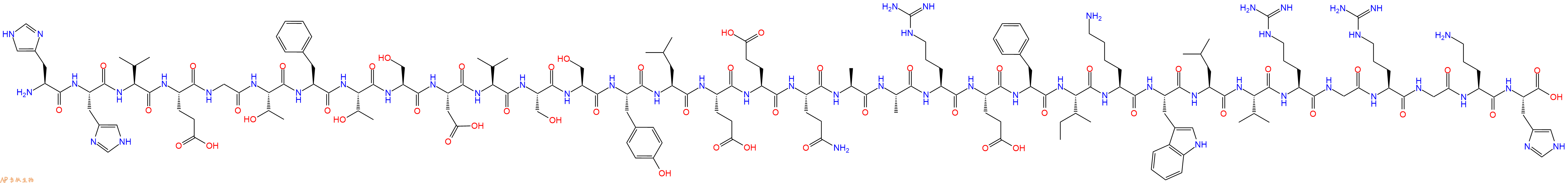专肽生物产品H2N-His-His-Val-Glu-Gly-Thr-Phe-Thr-Ser-Asp-Val-Ser-Ser-Tyr-Leu-Glu-Glu-Gln-Ala-Ala-Arg-Glu-Phe-Ile-Lys-Trp-Leu-Val-Arg-Gly-Arg-Gly-Orn-His-OH