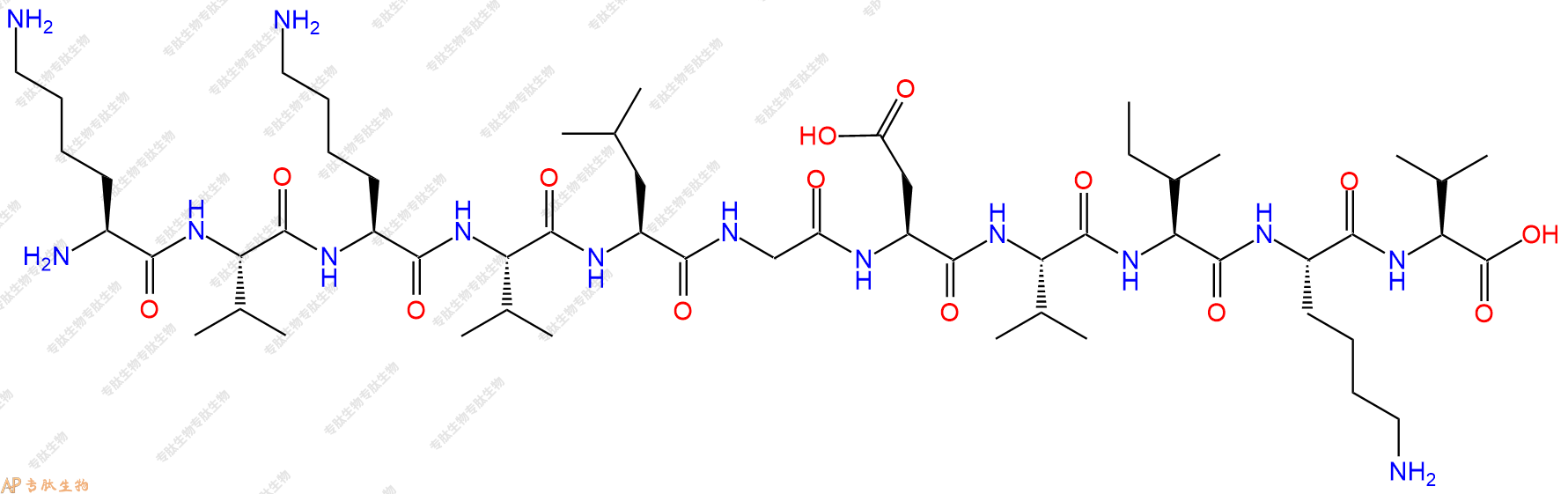 专肽生物产品H2N-Lys-Val-Lys-Val-Leu-Gly-Asp-Val-Ile-Lys-Val-OH