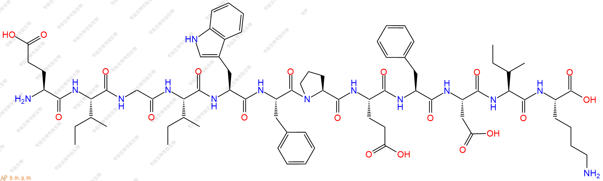 专肽生物产品H2N-Glu-Ile-Gly-Ile-Trp-Phe-Pro-Glu-Phe-Asp-Ile-Lys-OH