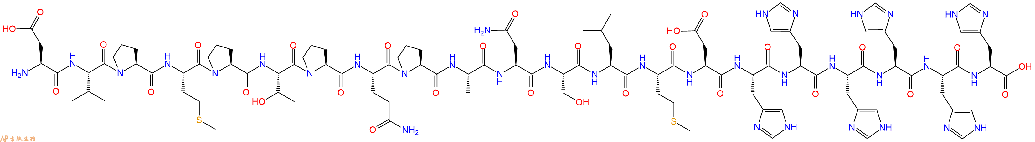 专肽生物产品H2N-Asp-Val-Pro-Met-Pro-Thr-Pro-Gln-Pro-Ala-Asn-Ser-Leu-Met-Asp-His-His-His-His-His-His-OH