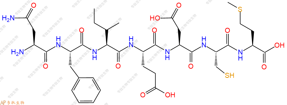 专肽生物产品H2N-Asn-Phe-Ile-Glu-Asp-Cys-Met-OH