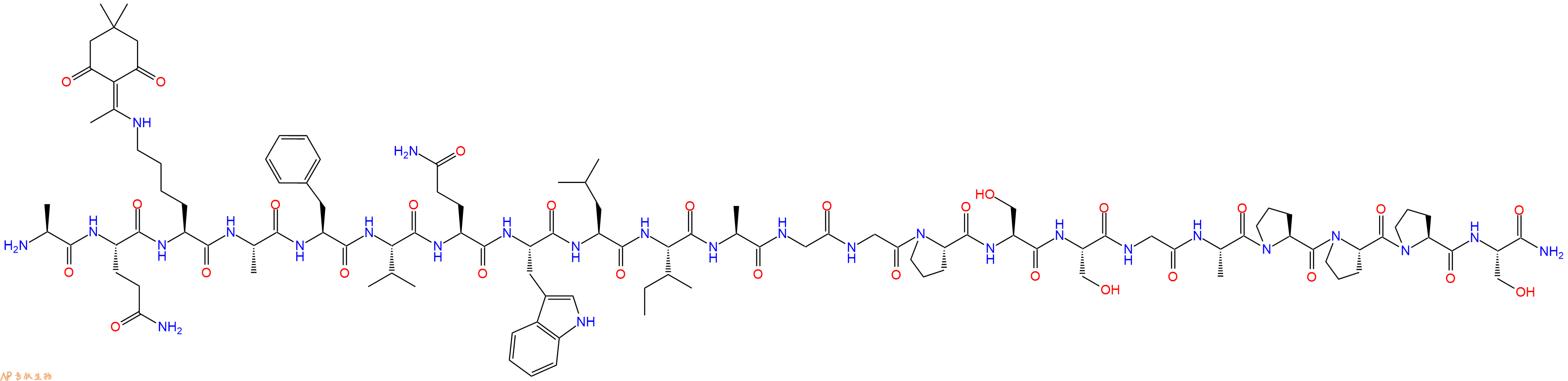 专肽生物产品H2N-Ala-Gln-Lys(Dde)-Ala-Phe-Val-Gln-Trp-Leu-Ile-Ala-Gly-Gly-Pro-Ser-Ser-Gly-Ala-Pro-Pro-Pro-Ser-NH2
