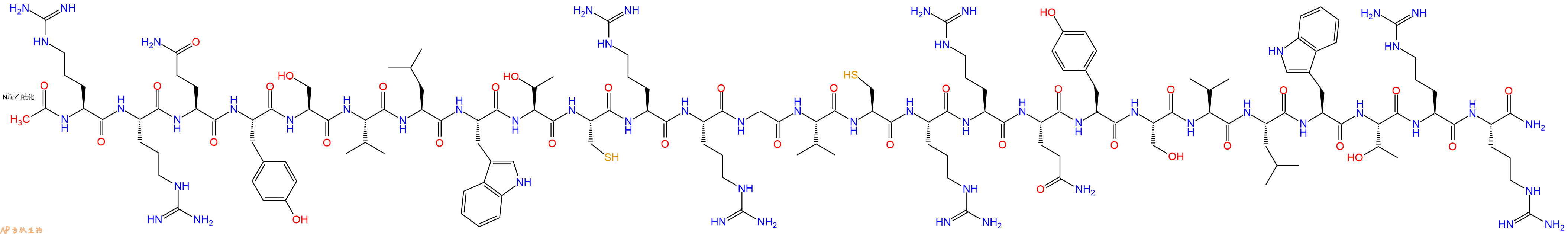 专肽生物产品Ac-Arg-Arg-Gln-Tyr-Ser-Val-Leu-Trp-Thr-Cys-Arg-Arg-Gly-Val-Cys-Arg-Arg-Gln-Tyr-Ser-Val-Leu-Trp-Thr-Arg-Arg-NH2
