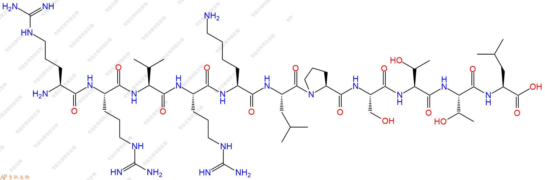 专肽生物产品H2N-Arg-Arg-Val-Arg-Lys-Leu-Pro-Ser-Thr-Thr-Leu-OH