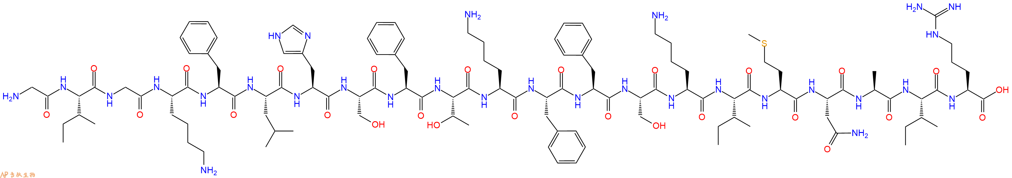 专肽生物产品H2N-Gly-Ile-Gly-Lys-Phe-Leu-His-Ser-Phe-Thr-Lys-Phe-Phe-Ser-Lys-Ile-Met-Asn-Ala-Ile-Arg-OH