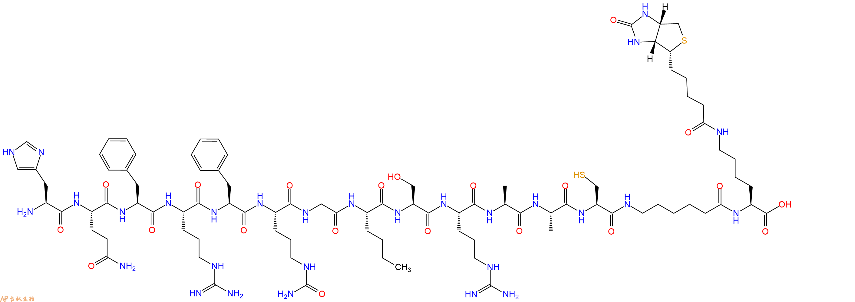 专肽生物产品H2N-His-Gln-Phe-Arg-Phe-Cit-Gly-Nle-Ser-Arg-Ala-Ala-Cys-Ahx-Lys(Biotin)-OH