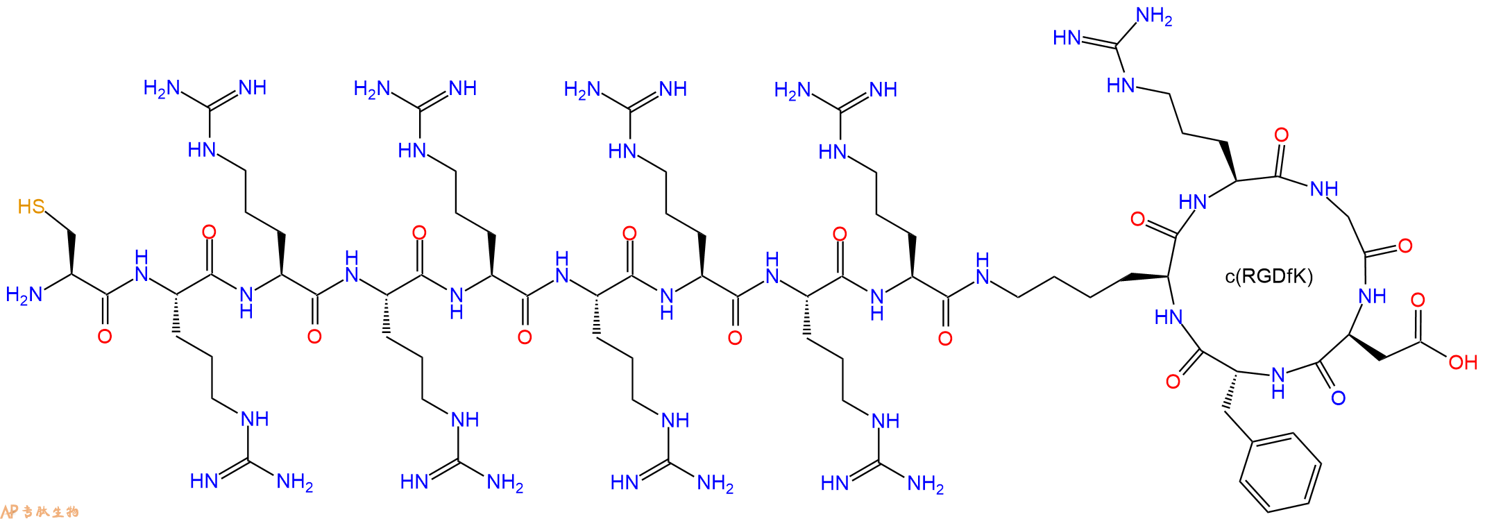 专肽生物产品Cys-R8-c(RGDfK)