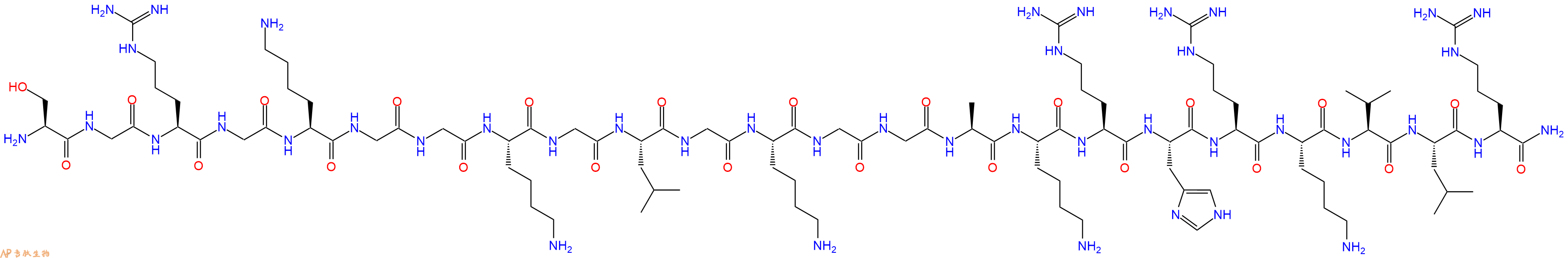 专肽生物产品H2N-Ser-Gly-Arg-Gly-Lys-Gly-Gly-Lys-Gly-Leu-Gly-Lys-Gly-Gly-Ala-Lys-Arg-His-Arg-Lys-Val-Leu-Arg-NH2