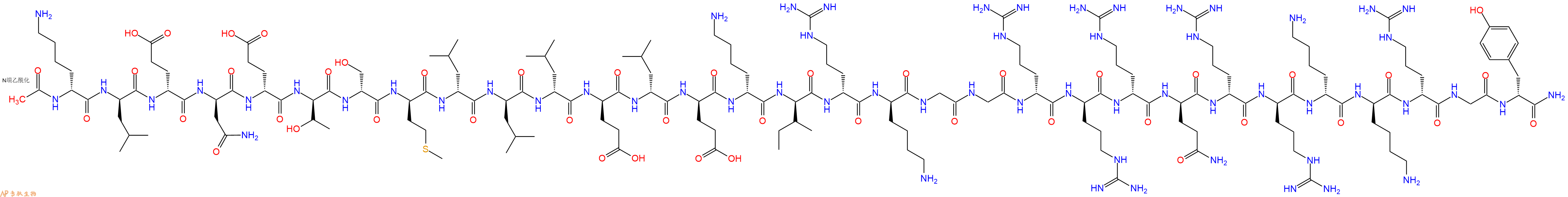 专肽生物产品Ac-DLys-DLeu-DGlu-DAsn-DGlu-DThr-DSer-DMet-DLeu-DLeu-DLeu-DGlu-DLeu-DGlu-DLys-DIle-DArg-DLys-Gly-Gly-DArg-DArg-DArg-DGln-DArg-DArg-DLys-DLys-DArg-Gly-DTyr-NH2