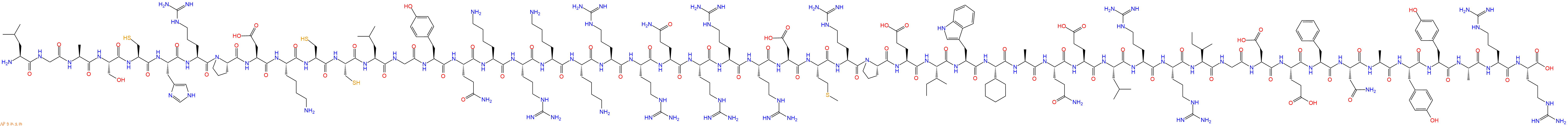 专肽生物产品H2N-Leu-Gly-Ala-Ser-Cys-His-Arg-Pro-Asp-Lys-Cys-Cys-Leu-Gly-Tyr-Gln-Lys-Arg-Lys-Lys-Arg-Arg-Gln-Arg-Arg-Arg-Asp-Met-Arg-Pro-Glu-Ile-Trp-Chg-Ala-Gln-Glu-Leu-Arg-Arg-Ile-Gly-Asp-Glu-Phe-Asn-Ala-Tyr-Tyr-Ala-Arg-Arg-OH