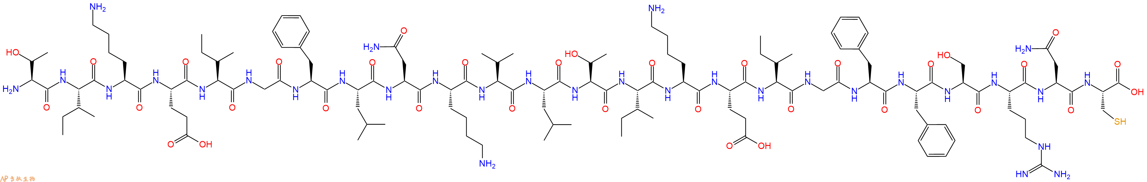 专肽生物产品H2N-Thr-Ile-Lys-Glu-Ile-Gly-Phe-Leu-Asn-Lys-Val-Leu-Thr-Ile-Lys-Glu-Ile-Gly-Phe-Phe-Ser-Arg-Asn-Cys-OH