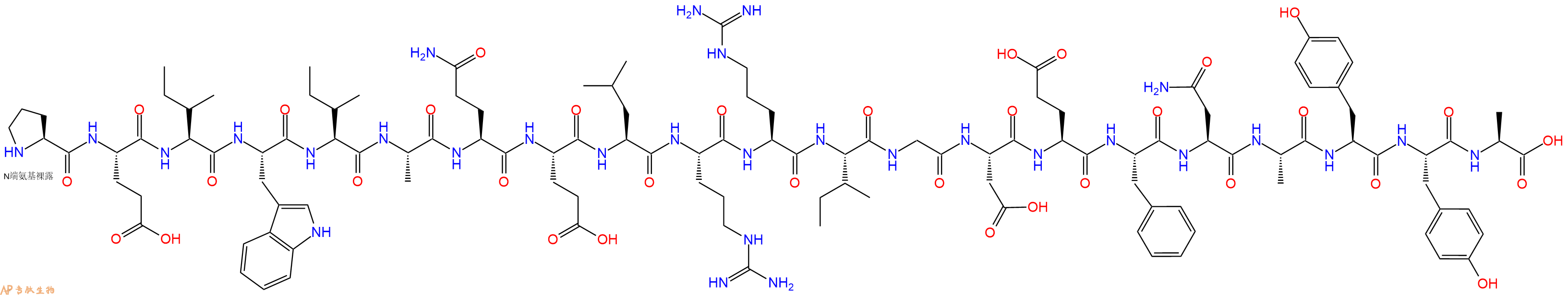 专肽生物产品H2N-Pro-Glu-Ile-Trp-Ile-Ala-Gln-Glu-Leu-Arg-Arg-Ile-Gly-Asp-Glu-Phe-Asn-Ala-Tyr-Tyr-Ala-OH