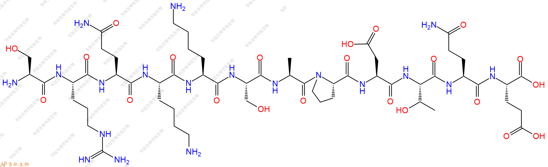 专肽生物产品H2N-Ser-Arg-Gln-Lys-Lys-Ser-Ala-Pro-Asp-Thr-Gln-Glu-OH