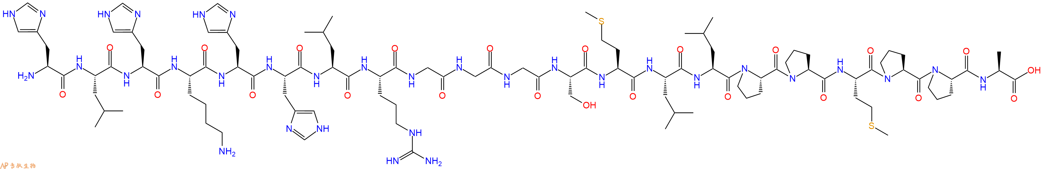 专肽生物产品H2N-His-Leu-His-Lys-His-His-Leu-Arg-Gly-Gly-Gly-Ser-Met-Leu-Leu-Pro-Pro-Met-Pro-Pro-Ala-OH