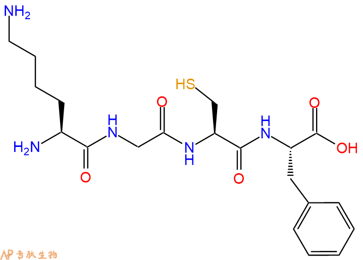 专肽生物产品H2N-Lys-Gly-Cys-Phe-OH