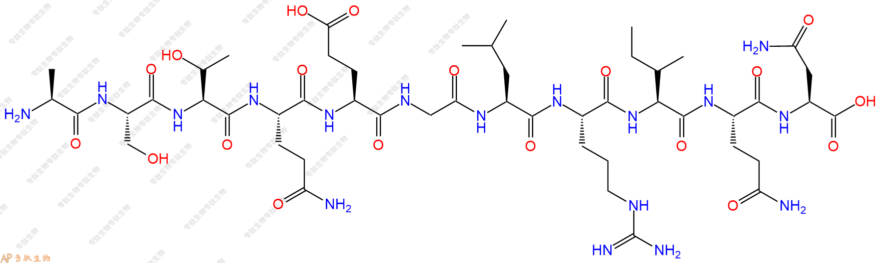 专肽生物产品H2N-Ala-Ser-Thr-Gln-Glu-Gly-Leu-Arg-Ile-Gln-Asn-OH