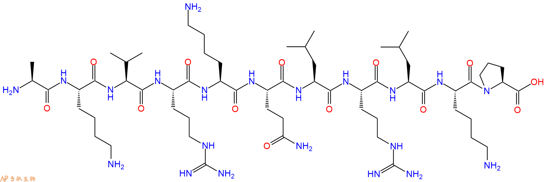 专肽生物产品H2N-Ala-Lys-Val-Arg-Lys-Gln-Leu-Arg-Leu-Lys-Pro-OH
