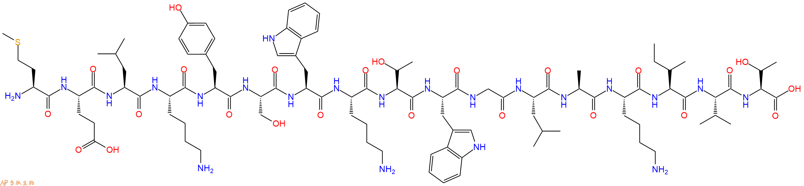 专肽生物产品H2N-Met-Glu-Leu-Lys-Tyr-Ser-Trp-Lys-Thr-Trp-Gly-Leu-Ala-Lys-Ile-Val-Thr-OH