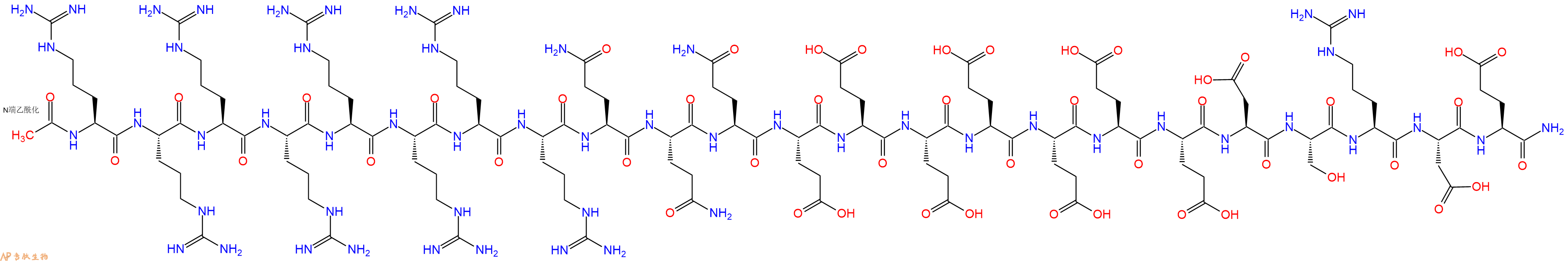 专肽生物产品Ac-Arg-Arg-Arg-Arg-Arg-Arg-Arg-Arg-Gln-Gln-Gln-Glu-Glu-Glu-Glu-Glu-Glu-Glu-Asp-Ser-Arg-Asp-Glu-NH2