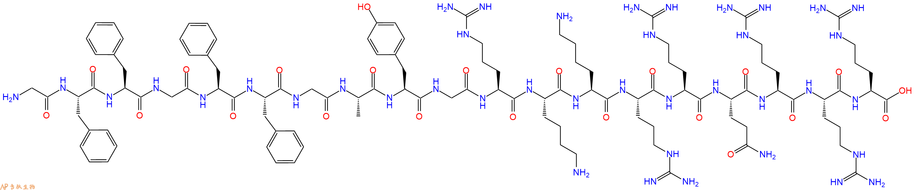 专肽生物产品H2N-Gly-Phe-Phe-Gly-Phe-Phe-Gly-Ala-Tyr-Gly-Arg-Lys-Lys-Arg-Arg-Gln-Arg-Arg-Arg-OH