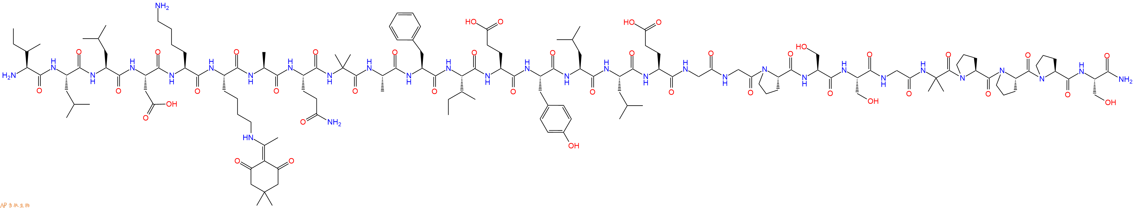 专肽生物产品H2N-Ile-Leu-Leu-Asp-Lys-Lys(Dde)-Ala-Gln-Aib-Ala-Phe-Ile-Glu-Tyr-Leu-Leu-Glu-Gly-Gly-Pro-Ser-Ser-Gly-Aib-Pro-Pro-Pro-Ser-NH2