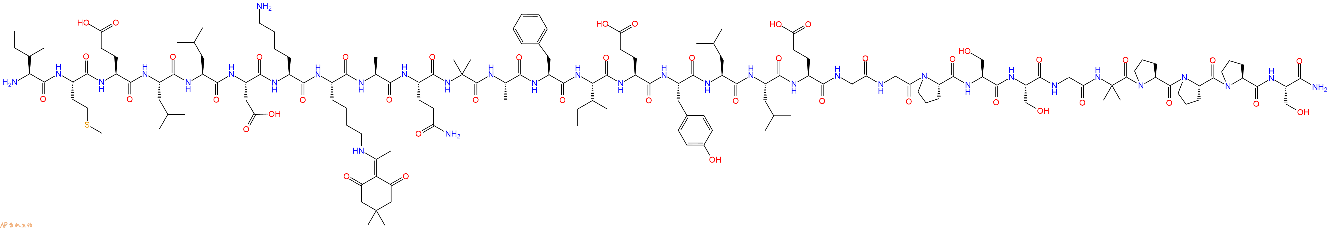 专肽生物产品H2N-Ile-Met-Glu-Leu-Leu-Asp-Lys-Lys(Dde)-Ala-Gln-Aib-Ala-Phe-Ile-Glu-Tyr-Leu-Leu-Glu-Gly-Gly-Pro-Ser-Ser-Gly-Aib-Pro-Pro-Pro-Ser-NH2